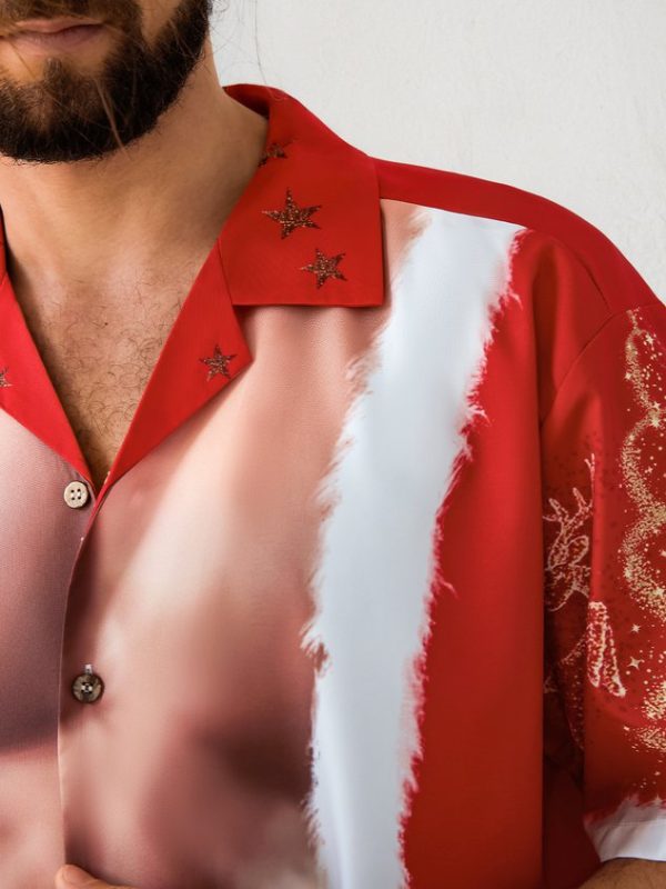 5ddcb4905cc65638e581c20e4092d734818edc3ae005a4579fc96b5ade245c59.jpg Men's New Santa Outfit Print Casual Breathable Hawaiian Short Sleeve Shirt