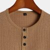 Muscle Fit Ribbed Henley Shirt