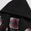 Quilted Lined Flannel Hooded Plaid Coat