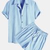 Textured Cotton Revere Shirt & 5" Shorts