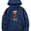 Denim Bear Print Hoodie