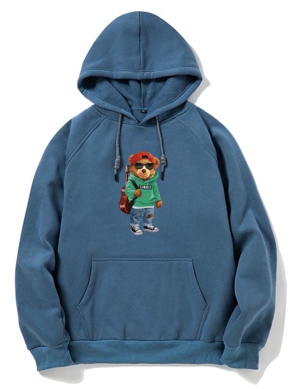 Guitar Bear Print Hoodie