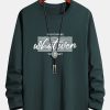 Long Sleeve Slogan Print Cotton T-Shirt
