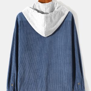 Long Sleeve Hooded Corduroy Overshirt