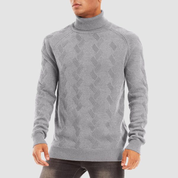644cc929ba6164a40a432109e5270da6ceef58f41a4532410a10d14aa49af60a.jpg Men's Turtleneck Sweater Heavyweight Long Sleeves Cotton Pullover Knitted Casual Sweatshirt