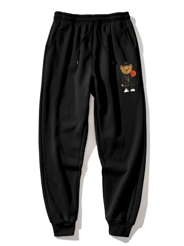 Basketball Bear Print Sweatshirt & Jogger Pants