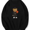 Basketball Bear Print Cotton Sweatshirt