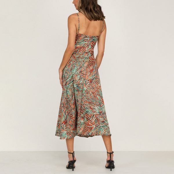 Elegant Print Suspender Dress