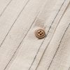 Linen Blend Striped Half Open Placket Henley Collar Shirt & Straight Leg Linen Pants
