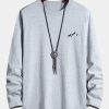 Long Sleeve Mountain Graphic Print Cotton T-Shirt