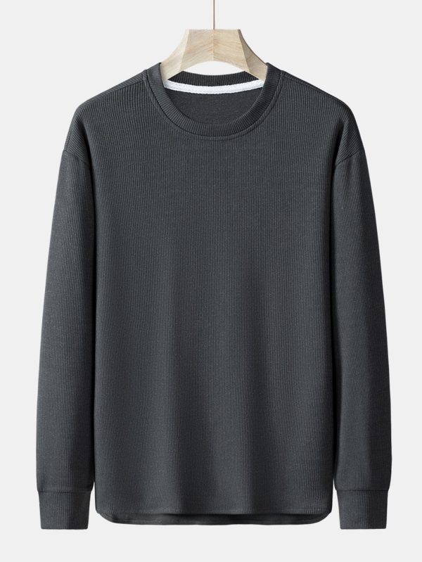Long Sleeve Relax Fit Knit Ribbed T-Shirt