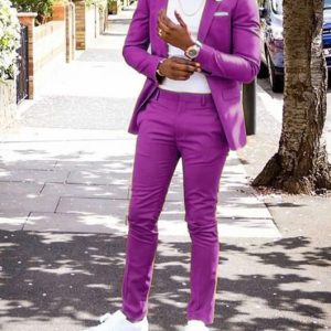 6a116f5cc9f1aac81f3b88d2570645a44476b4a8e660de10e0a9940c1fd82560.jpg OK Casual Plain Lapel Collar Slim Fit One Button Blazer & Pants 2Pcs Set