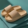 Summer Beach Thick Bottom Non-slip Plastic Slippers Khaki Casual Slip-on Slippers For Women, Khaki Women's Plastic Slippers