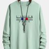 Long Sleeve Paris Slogan Print Cotton T-Shirt