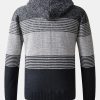 Zip Up Striped Hooded Sweater