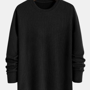 Long Sleeved Muscle Fit Ribbed T-Shirt
