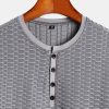 Long Sleeve Muscle Fit Knitted Textured Henley Shirt