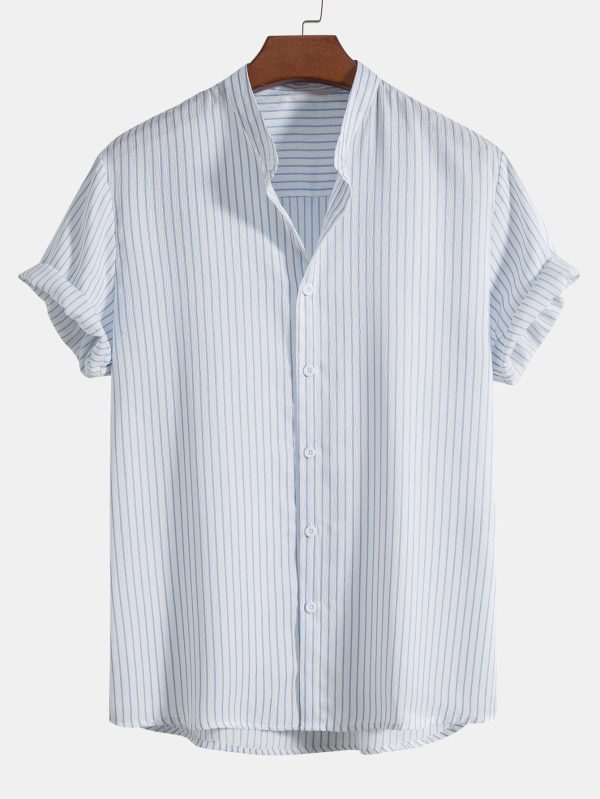 Striped Stand Collar Shirt
