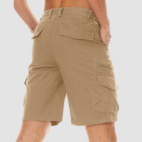 Men Classic Cargo Lightweight Many Pockets Work Elastic Waist Casual Cotton Comfortable Shorts