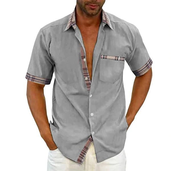 EvalonrealmTM Men's Casual Plaid Collar Button Summer Shirt