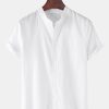 Linen Look Short Sleeve Basic Shirts & Straight Leg Linen Pants