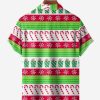 Christmas Big Foot Chest Pocket Short Sleeve Casual Shirt