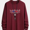 Long Sleeve Paris Slogan Print Cotton T-Shirt