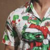 6e82d4fe2133e7456accace25a0fc5a42a239cd0b425f7a1d14a601d6c1ab101.jpg Men's Christmas Dinosaur Print Short Sleeve Hawaiian Shirt with Chest Pocket