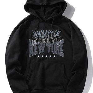 New York Gothic Print Hoodie
