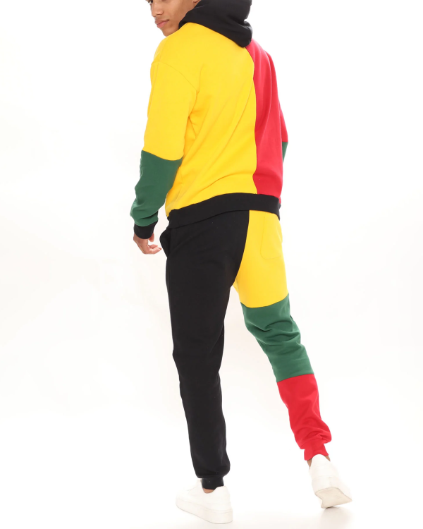 Men's Colorblock Print Hoodie Set