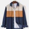 Long Sleeve Corduroy Patchwork Shirt