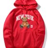 New York Basketball Bear Print Hoodie