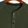 Long Sleeve Arc Hem Waffle Henley Shirt