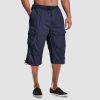 71c0a36b676bffb114bf0dc5a889ab691113a132d5cd4e6a2a74ea5488abc715.jpg Men Summer Casual 3/4 Long Cargo Shorts Twill Cotton Elastic Waist Multiple Pockets Comfortable Capris Trousers