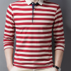 Men's Lapel Striped Polo Shirt