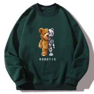 Robot Bear Crew Neck Relaxed Sweatshirt