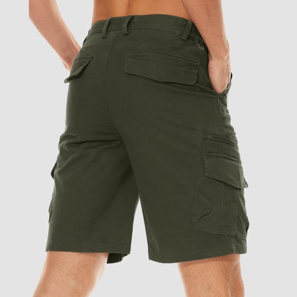 Men Classic Cargo Lightweight Many Pockets Work Elastic Waist Casual Cotton Comfortable Shorts