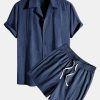 Textured Cotton Revere Shirt & 5" Shorts