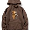Robot Bear Graphic Print Hoodies