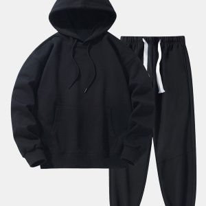 Basic Heavy Weight Drop Shoulder Relaxed Hoodie & Jogger Pants
