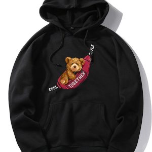 Shoulder Bag Bear Print Hoodie