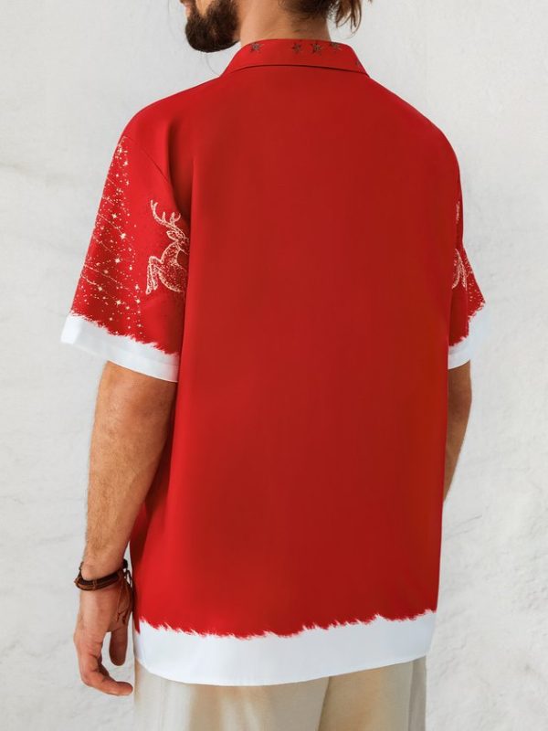 74ca2bf3808106c74b38a7fd351e007018e61ba0fdcec4f7060a9237f70af3b0.jpg Men's New Santa Outfit Print Casual Breathable Hawaiian Short Sleeve Shirt