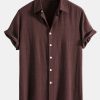 Linen Rayon Blend Button Up Shirt & Straight Leg Linen Pants