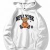 New York Basketball Bear Print Hoodie