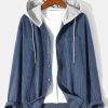 Long Sleeve Hooded Corduroy Overshirt