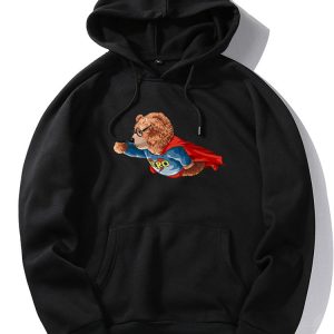 Superhero Bear Print Hoodie