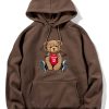 New York Bear Print Hoodie