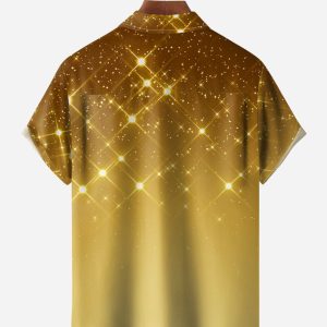Christmas Dinosaur Chest Pocket Short Sleeve Shirt