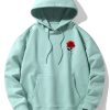 Rose Print Cotton Blend Hoodie & Jogger Pants