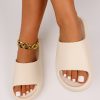 Thick-bottomed Solid Color Bathroom Home Sports Slippers, Beige Women's Slippers